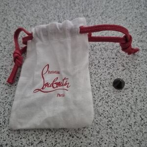 Christian Louboutin White Pouch with Red Drawstring